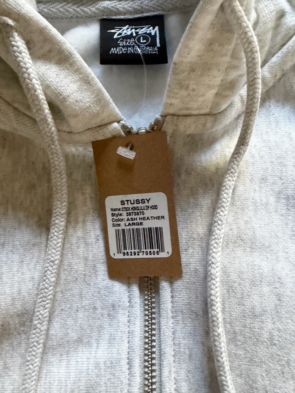 Stussy Ash Heather Zip Hoodie in Light Gray - Picture 4 of 4